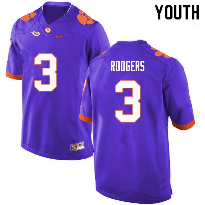 Youth #3 Amari Rodgers Clemson Tigers College Football Jerseys Sale-Purple - Click Image to Close
